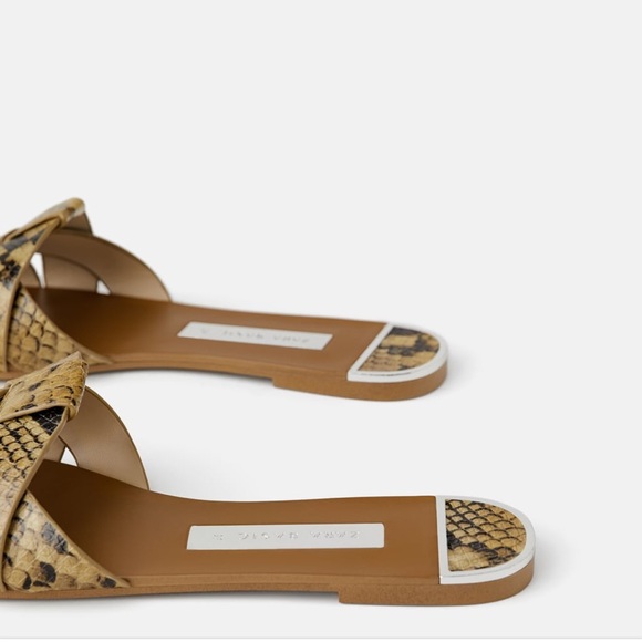 Zara Animal print Leather Flat Sandals size 6 NWT - Picture 4 of 6